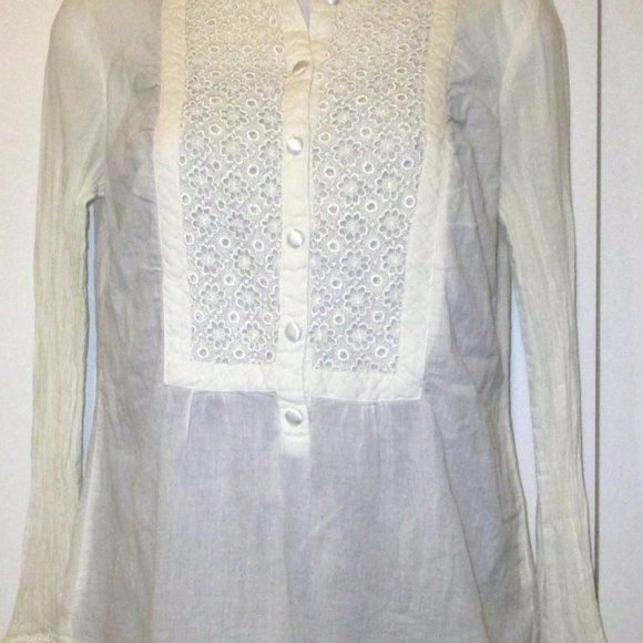 OLD NAVY Split button down Textured Vintage look Blouse Long Sleeve Cotton SZ S - Picture 2 of 12